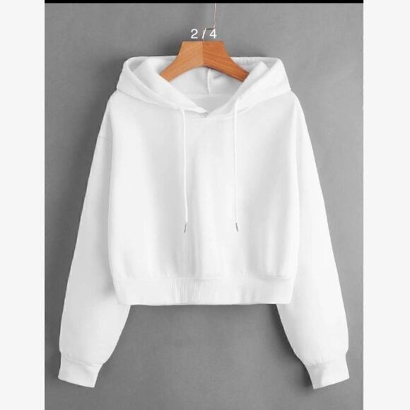 Slogan Graphic Drop Shoulder Drawstring Thermal Hoodie women’s size 2/XS - Picture 4 of 7